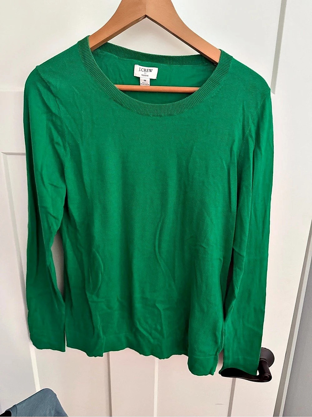 J.Crew Cotton Crewneck Sweater Teddie Green Medium